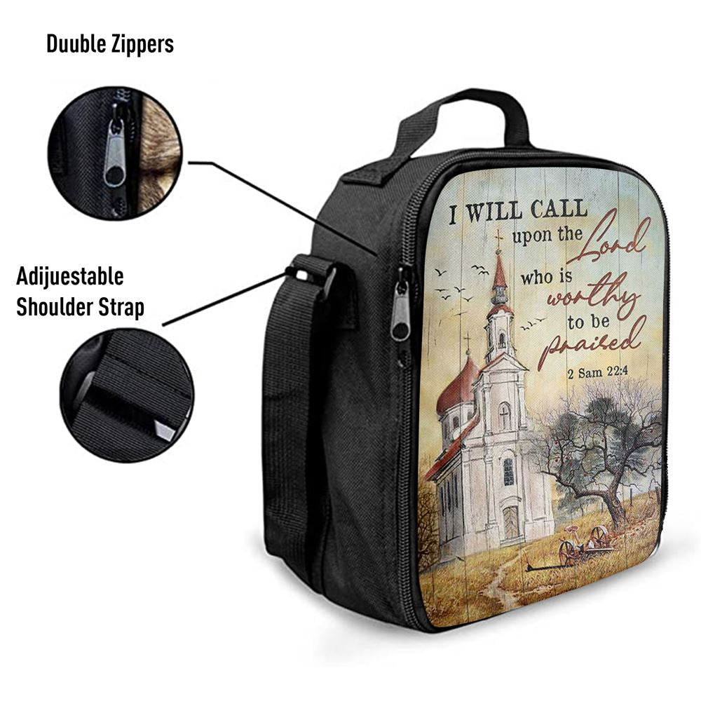 Church Peace Painting I Will Call Upon The Lord Lunch Bag, Christian Lunch Bag For School, Picnic, Religious Lunch Bag