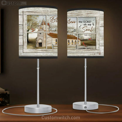 Church Red Cardinals Bless The Lord Table Lamb Gift - Bible Verse Table Lamb - Religious Bedroom Decor