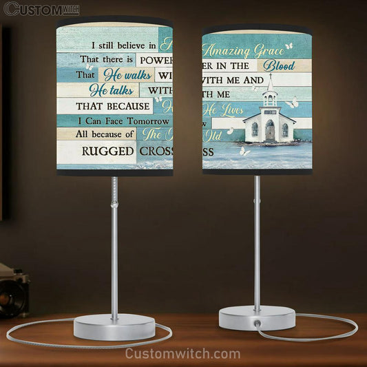 Church White Butterfly I Still Believe In Grace Table Lamb Gift - Bible Verse Table Lamb - Religious Bedroom Decor