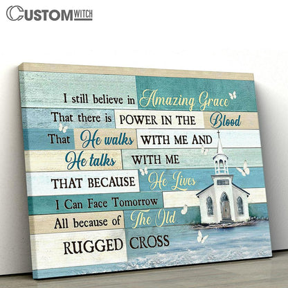 Church White Butterfly I Still Believe In Grace Canvas Wall Art - Bible Verse Canvas - Religious Prints