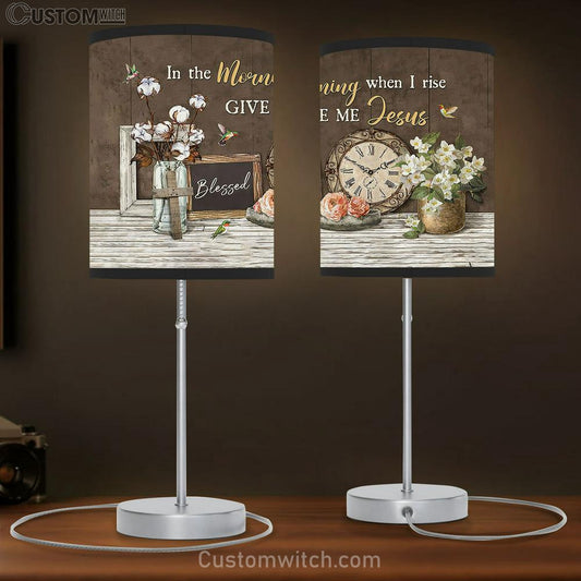Clock Cotton Flower Jasmine In The Morning When I Rise Table Lamb Gift - Bible Verse Table Lamb - Religious Bedroom Decor