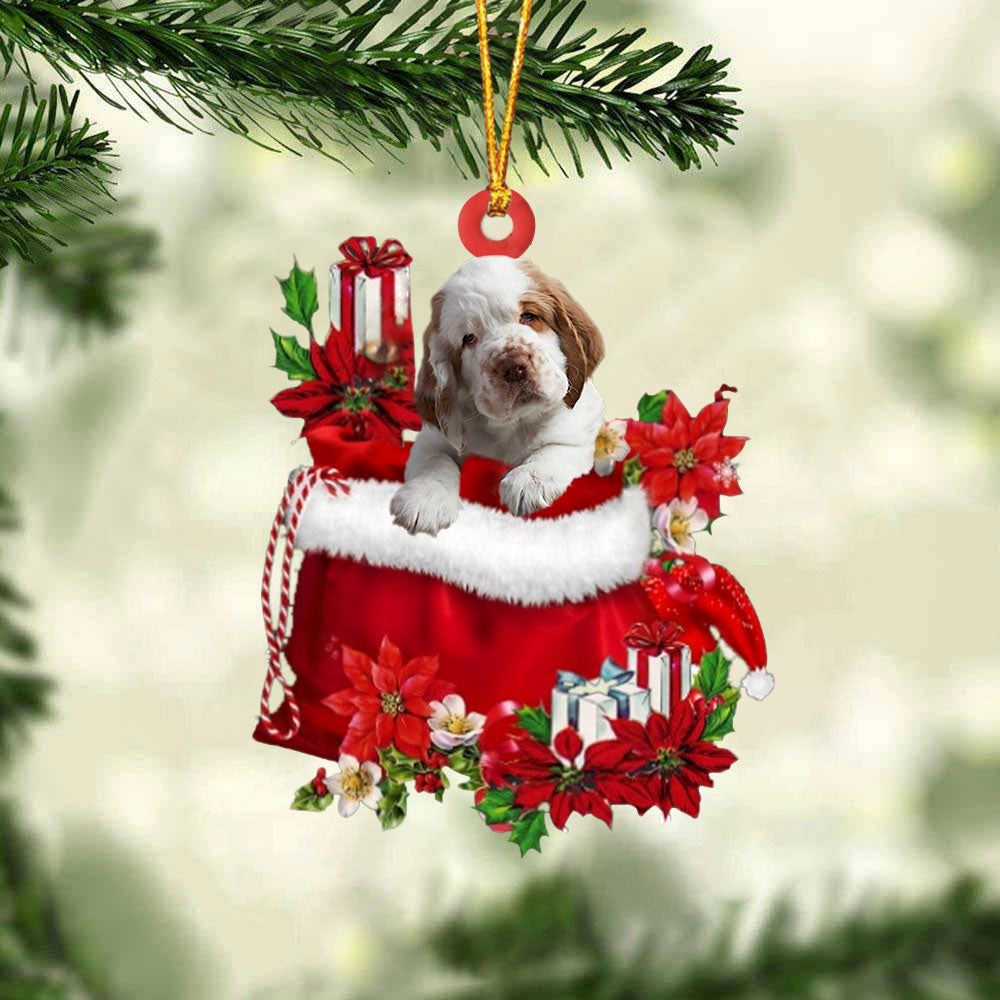 Clumber Spaniel In Gift Bag Christmas Ornament, Christmas Gift, Christmas Tree Decorations, Christmas Ornament 2023
