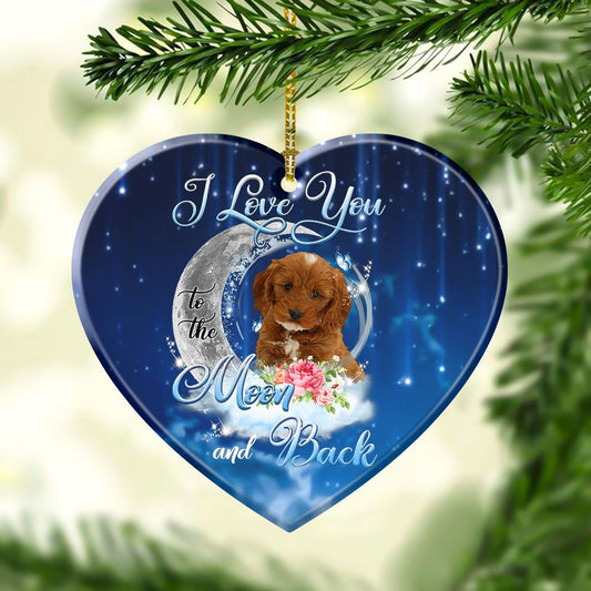 Cockapoo I Love You To The Moon And Back Heart Shape Ornament, Christmas Gift, Christmas Tree Decorations, Christmas Ornament 2023
