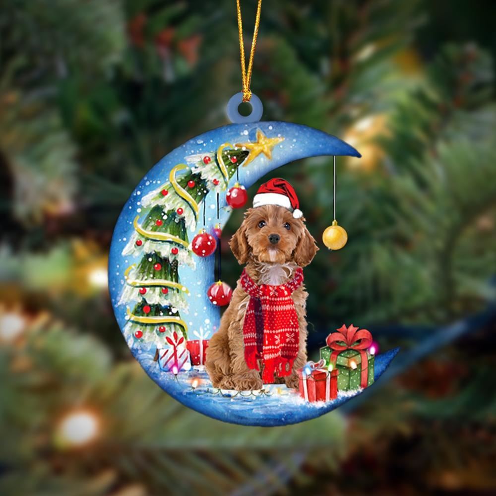 Cockapoo Sits On The Moon Merry Christmas Hanging Ornament, Christmas Gift, Christmas Tree Decorations, Christmas Ornament 2023