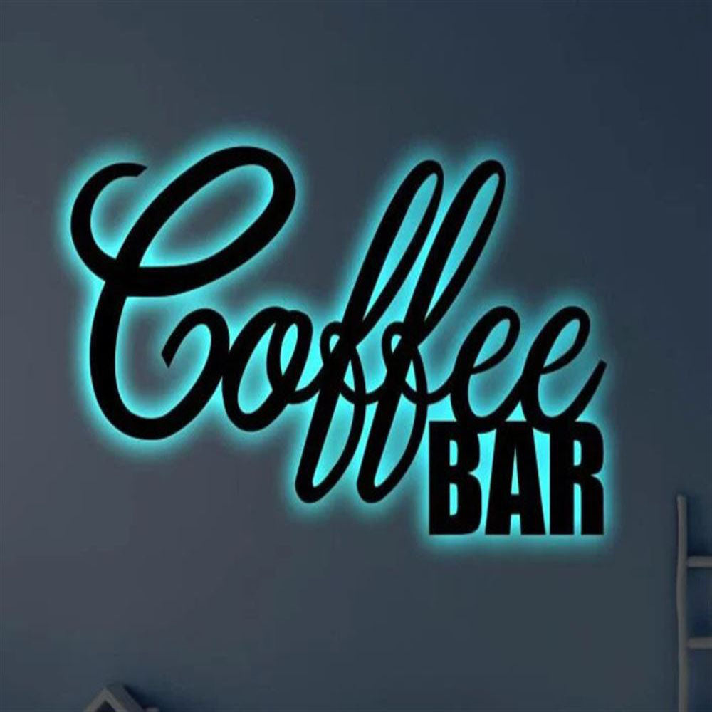 Coffee Bar Metal Art Sign, Light Up Coffee Metal Sign, Anniversary Gift, Home Decor Sign, Outdoor Sign, Wall Hanging Art