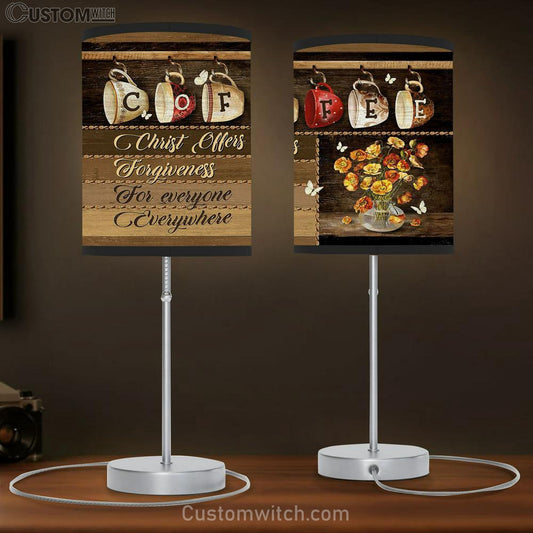 Coffee Christ Offers Forgiveness For Everyone Everywhere Butterfly Table Lamb Gift - Bible Verse Table Lamb - Religious Bedroom Decor