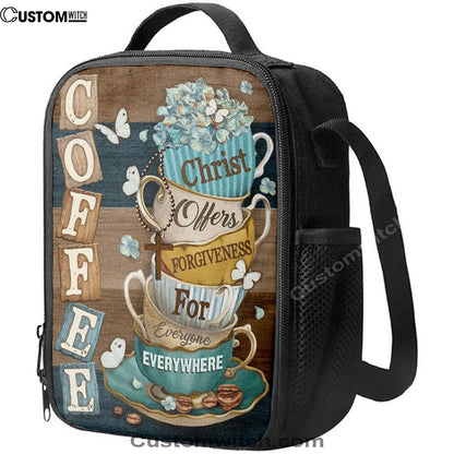 Coffee Christ Offers Forgiveness For Everyone Everywhere Coffee Cups Hummingbirds Lunch Bag, Christian Lunch Bag For School, Picnic