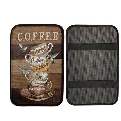 Coffee Cup Hummingbird Christ Offer Forgiven For Everyone Car Center Console Cover, Christian Car Accessories