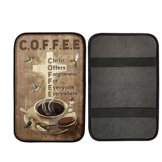 Coffee Cup Hummingbird Christ Offers Forgiveness Car Center Console Cover, Christian Car Accessories