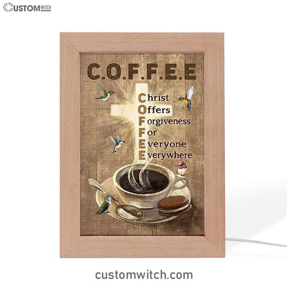 Coffee Cup Hummingbird Christ Offers Forgiveness Frame Lamp Art - Bible Verse Art - Christian Inspirational Decor