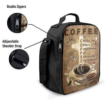Coffee Cup Hummingbird Christ Offers Forgiveness Lunch Bag, Christian Lunch Bag For School, Picnic, Religious Lunch Bag
