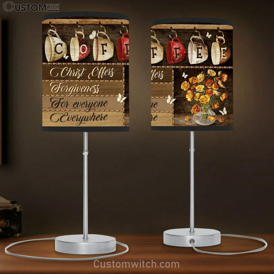 Coffeeholic House, Lovely Flower Vase, Christ Offers Forgiveness For Everyone Everywhere Table Lamb