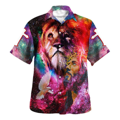 Colorful Jesus Christ Lion Of Judah Christian Hawaiian Shirt For Men, Christian Hawaiian Shirt, Gift For Christian