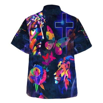 Colorful Jesus Lion Christian Hawaiian Shirt For Men, Christian Hawaiian Shirt, Gift For Christian