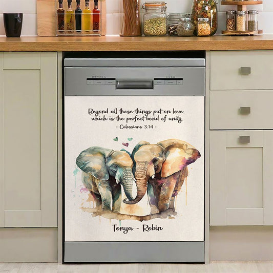 Colossians 314 Beyond All These Things Put On Love Personalized Dishwasher Cover, Religious Dishwasher Magnet Cover, Bible Kitchen Decor