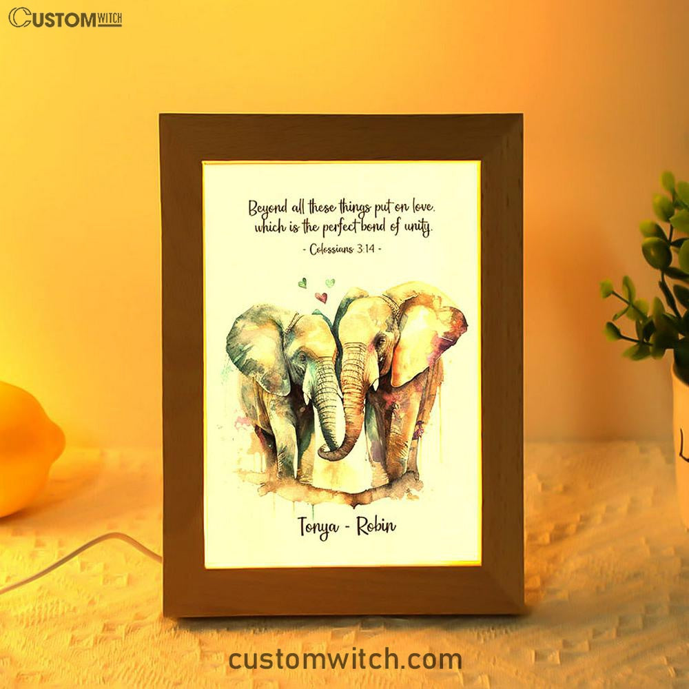 Colossians 314 Beyond All These Things Put On Love Personalized Frame Lamp Art - Religious Gifts Night Light - Bible Frame Lamp Art
