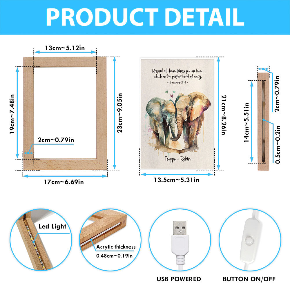 Colossians 314 Beyond All These Things Put On Love Personalized Frame Lamp Art - Religious Gifts Night Light - Bible Frame Lamp Art