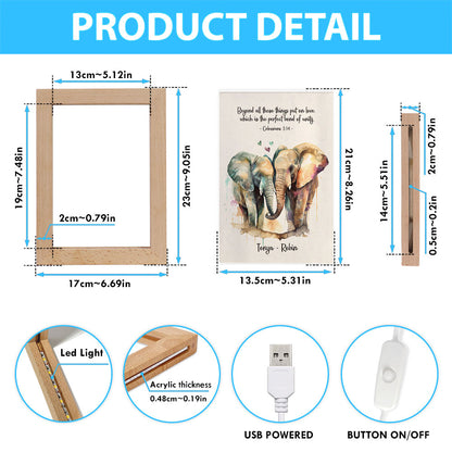 Colossians 314 Beyond All These Things Put On Love Personalized Frame Lamp Art - Religious Gifts Night Light - Bible Frame Lamp Art