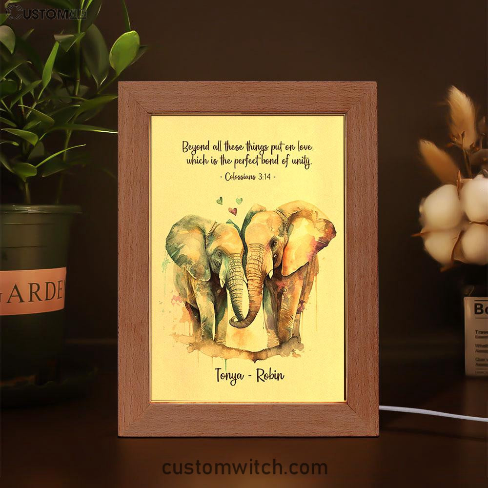 Colossians 314 Beyond All These Things Put On Love Personalized Frame Lamp Art - Religious Gifts Night Light - Bible Frame Lamp Art