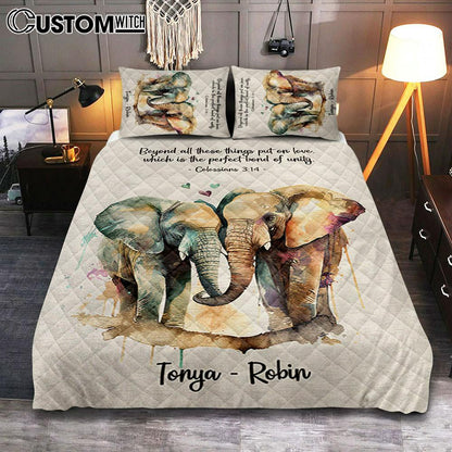 Colossians 314 Beyond All These Things Put On Love Personalized Quilt Bedding Set Bedroom - Religious Quilt Bedding Set Prints - Bible Quilt Bedding Set Art