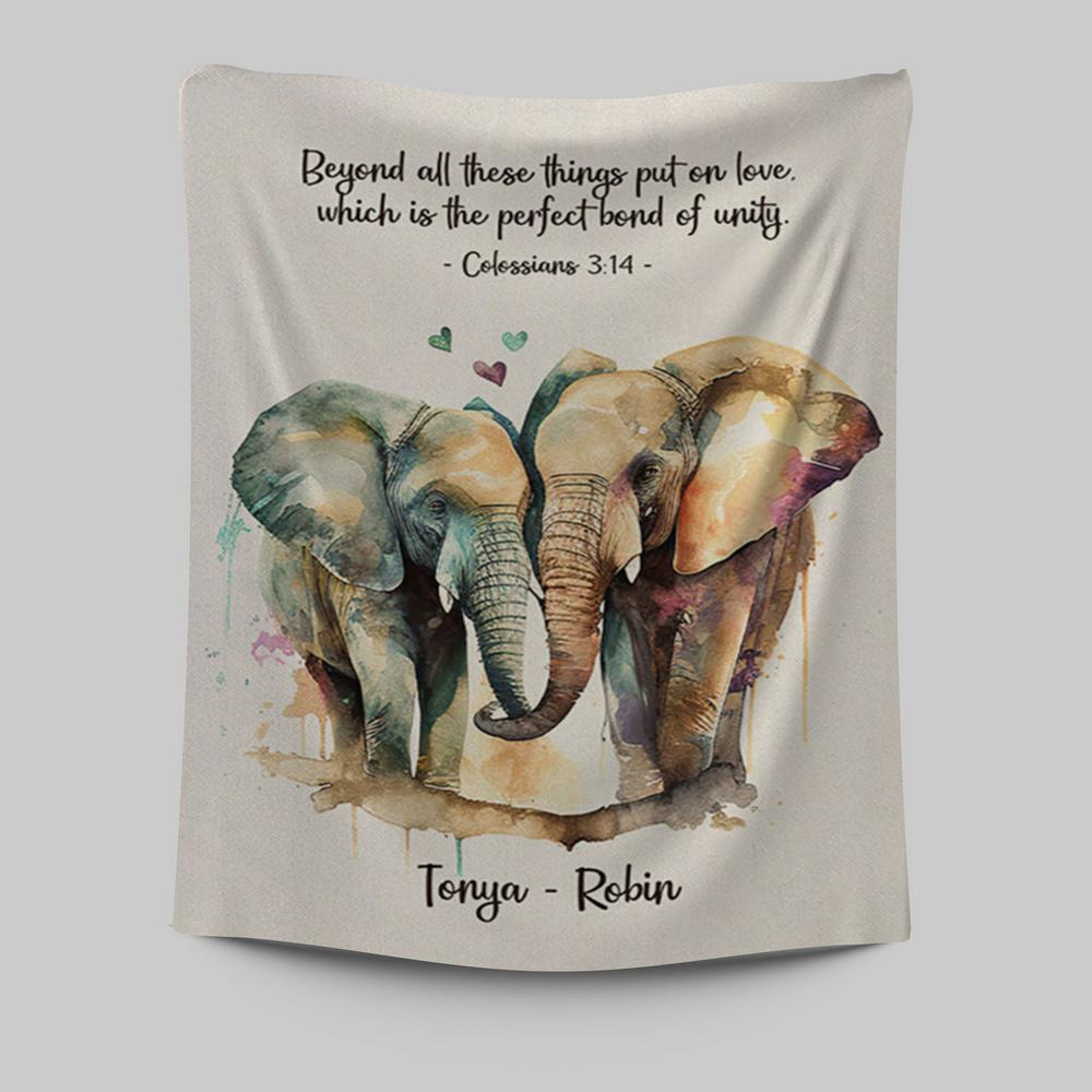 Colossians 314 Beyond All These Things Put On Love Personalized Tapestry Wall Art - Religious Tapestries Wall Hanging Prints - Bible Tapestry Art