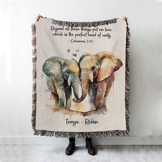 Colossians 314 Beyond All These Things Put On Love Personalized Woven Throw Blanket - Religious Woven Blanket Prints - Bible Woven Blanket Art