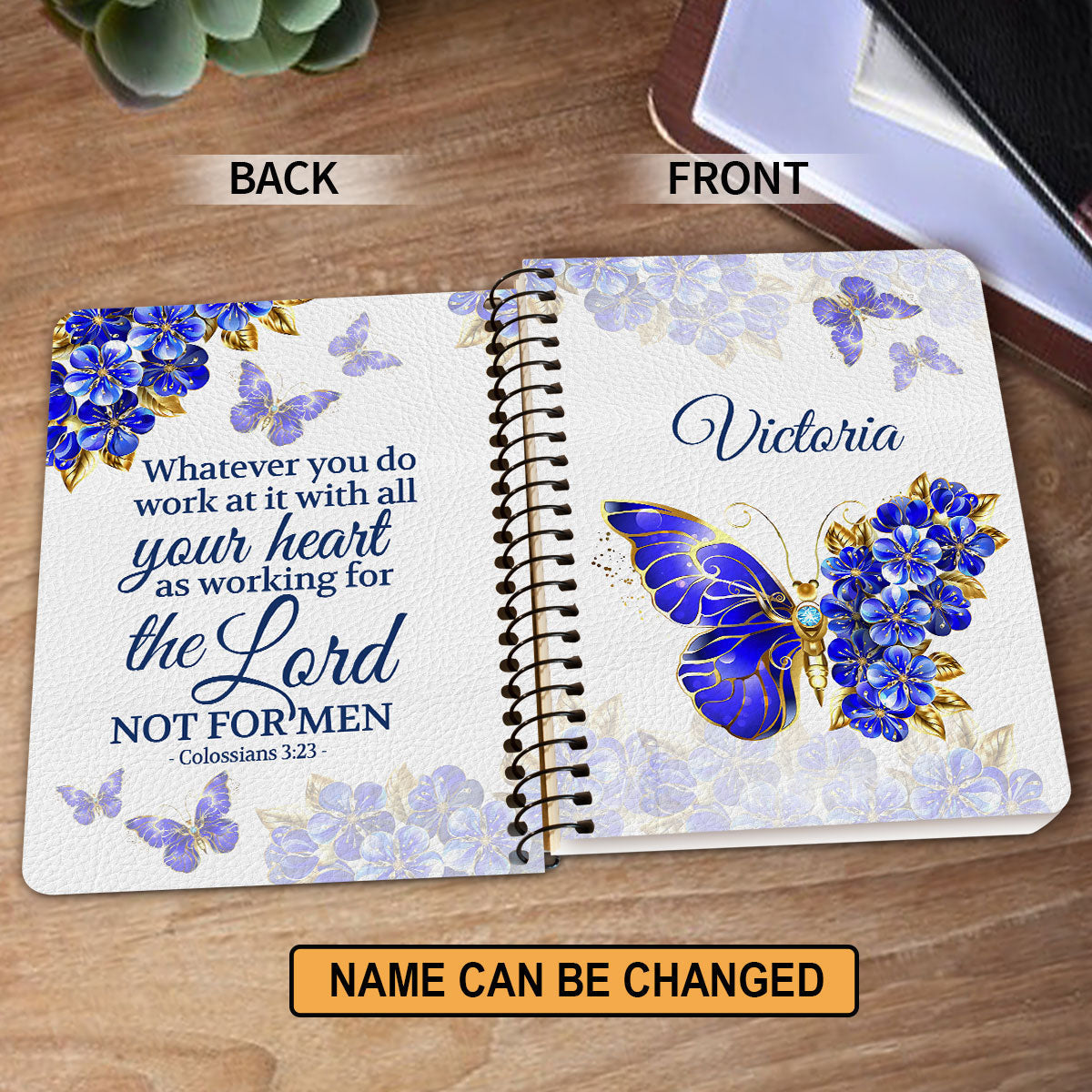 Colossians 323 butterfly and flower personalized spiral notebook chri