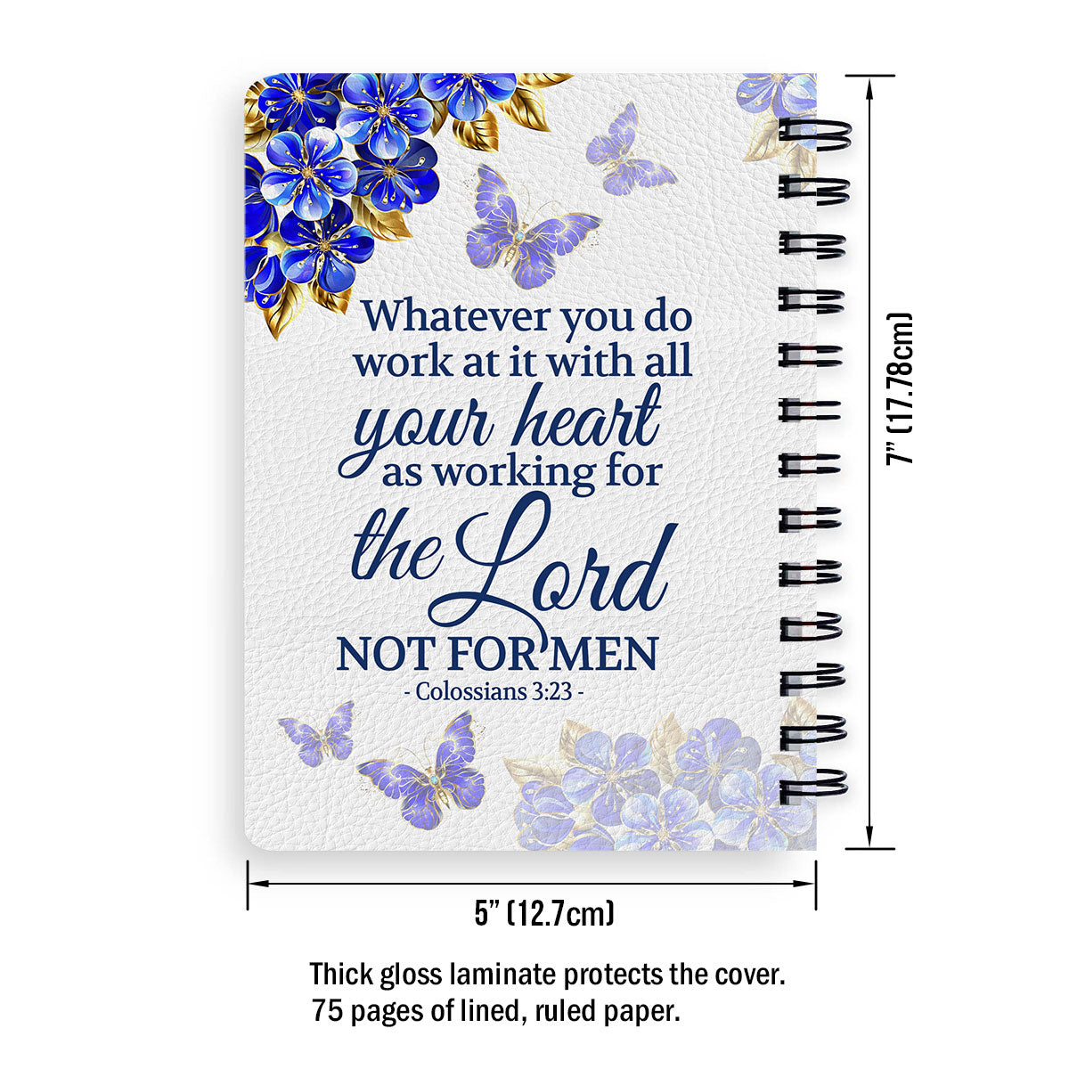 Colossians 323 Butterfly And Flower Personalized Spiral Notebook, Christian Spiritual Gifts For Friends