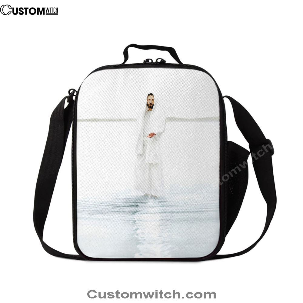 Come And See Blue White Jesus Lunch Bag, Christian Lunch Bag For School, Picnic, Religious Lunch Bag