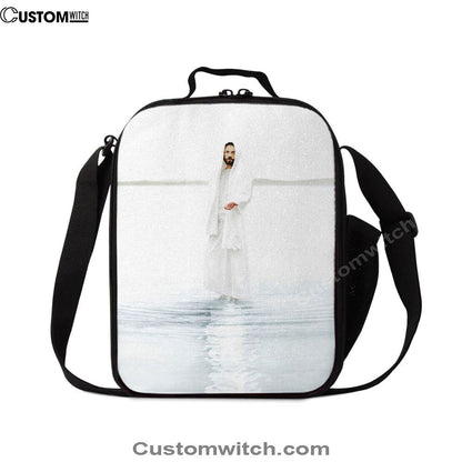 Come And See Blue White Jesus Lunch Bag, Christian Lunch Bag For School, Picnic, Religious Lunch Bag