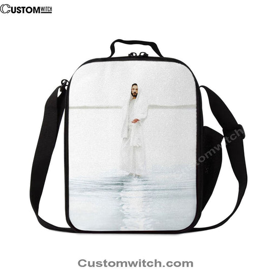 Come And See Blue White Jesus Lunch Bag, Christian Lunch Bag For School, Picnic, Religious Lunch Bag