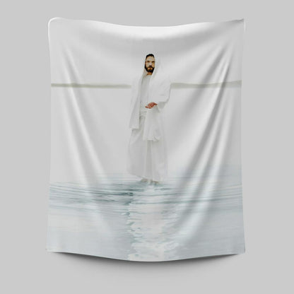 Come And See Blue White Jesus Tapestry - Christian Wall Art - Jesus Wall Decor