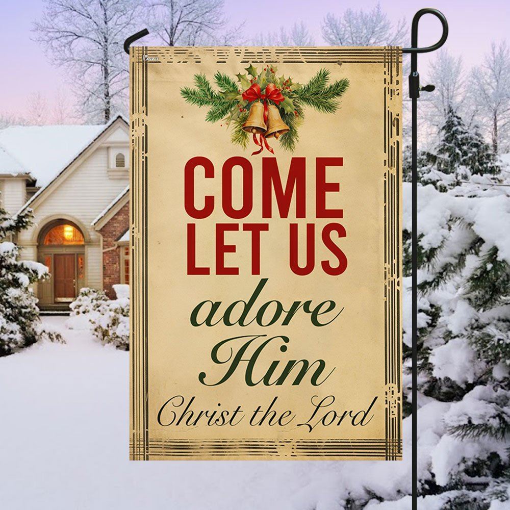 Come Let Us Adore Him Christmas Flag, Christian Christmas House Flag, Christmas Outdoor Decor Ideas