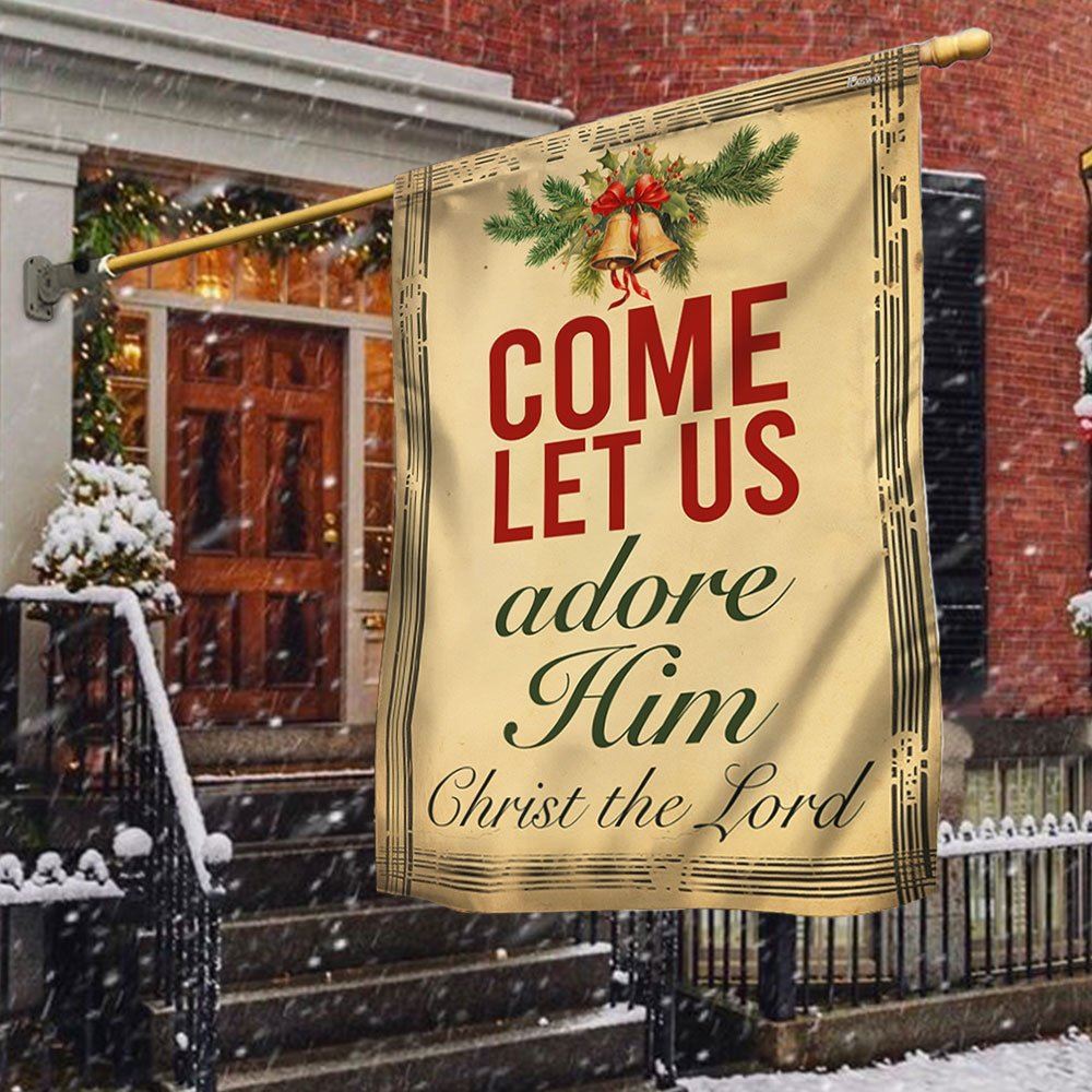 Come Let Us Adore Him Christmas Flag, Christian Christmas House Flag, Christmas Outdoor Decor Ideas