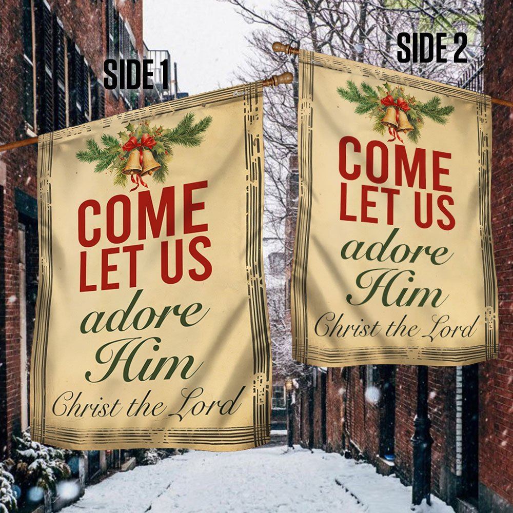 Come Let Us Adore Him Christmas Flag, Christian Christmas House Flag, Christmas Outdoor Decor Ideas