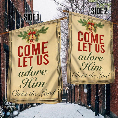 Come Let Us Adore Him Christmas Flag, Christian Christmas House Flag, Christmas Outdoor Decor Ideas