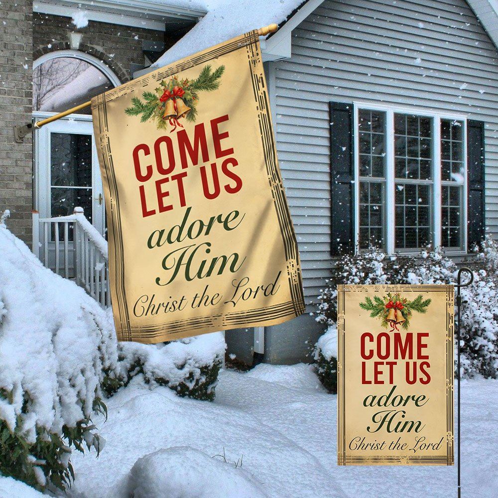 Come Let Us Adore Him Christmas Flag, Christian Christmas House Flag, Christmas Outdoor Decor Ideas