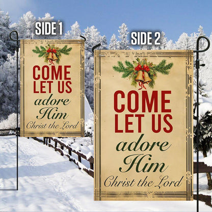 Come Let Us Adore Him Christmas Flag, Christian Christmas House Flag, Christmas Outdoor Decor Ideas