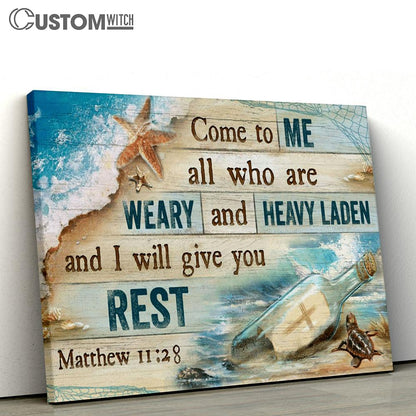 Come To Me All Who Are Weary And Heavy Laden And I Will Give You Rest Beach Cross Large Canvas Art - Christian Canvas Prints