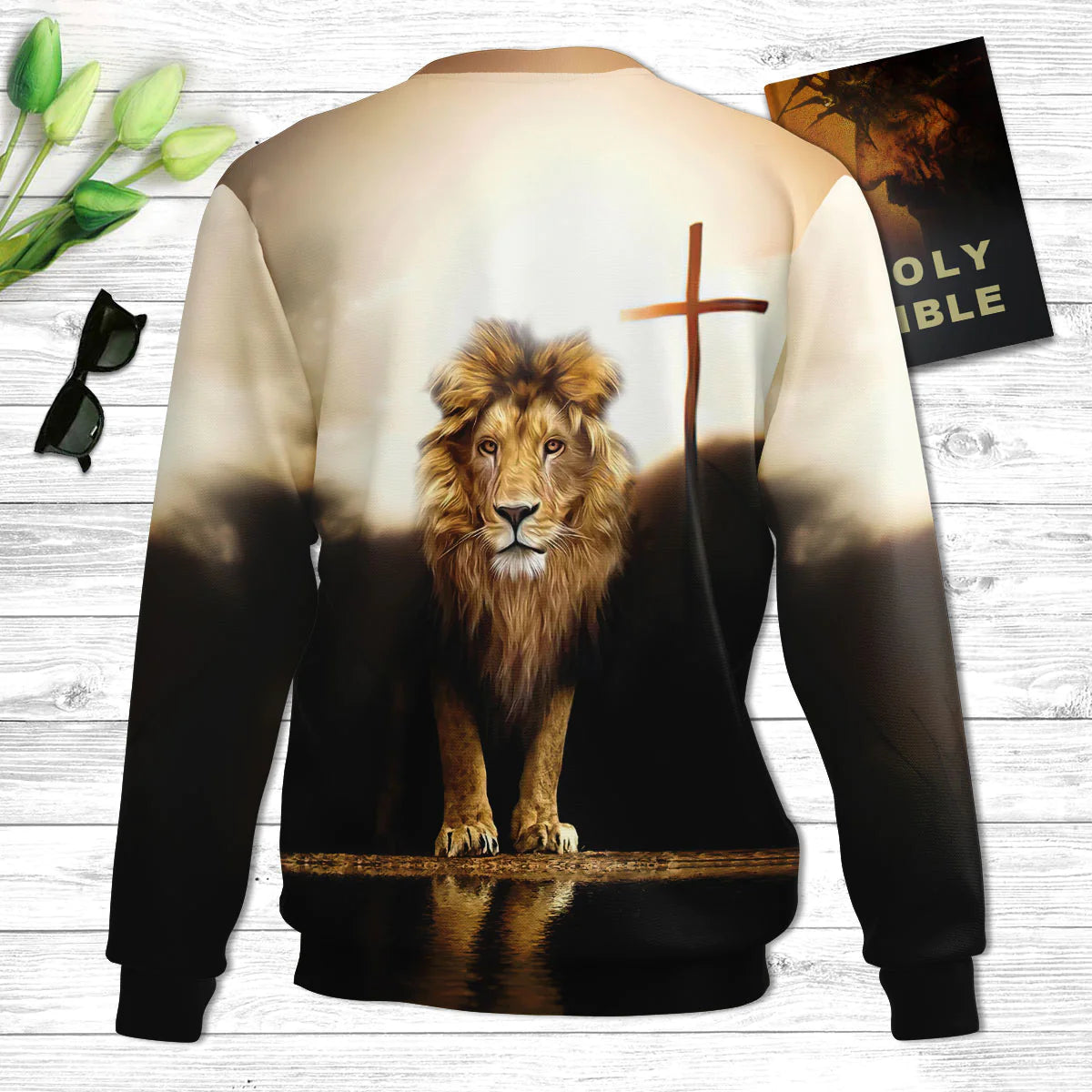 Confirmed In Christ Cross And Lion Ugly Christmas Sweater - Christian Unisex Sweater - Religious Christmas Gift