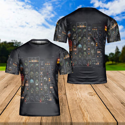 Control Panel In A Plane Cockpit Pilot Aviation Airplane Control Panel All Over Print 3D T-Shirt, Gift For Christian, Jesus Shirt