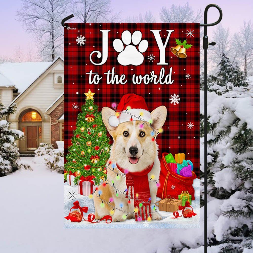 Corgi Christmas Flag Dog Joy To The World Flag, Christmas Dog Garden Flag, Christmas Gifts For Pet, Christmas Outdoor Decor Ideas