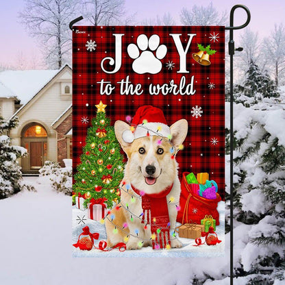 Corgi Christmas Flag Dog Joy To The World Flag, Christmas Dog Garden Flag, Christmas Gifts For Pet, Christmas Outdoor Decor Ideas