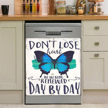 Corinthians 1 16 Don'T Lose Heart Dishwasher Cover, Blue Butterfly Dishwasher Magnet Cover, Christian Gift For Women