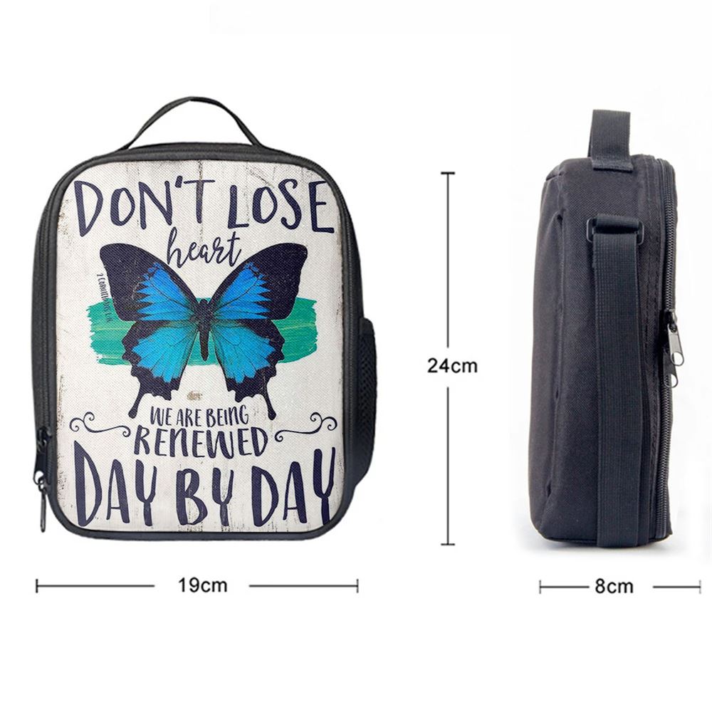 Corinthians 1 16 Don'T Lose Heart Lunch Bag, Christian Lunch Bag For School, Picnic, Religious Lunch Bag