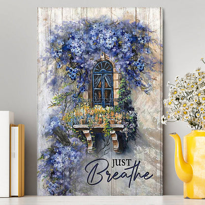 Cosmos Flower Just Breathe Canvas Art - Bible Verse Wall Art - Christian Inspirational Wall Decor