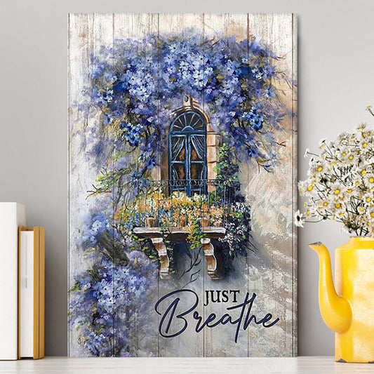 Cosmos Flower Just Breathe Canvas Art - Bible Verse Wall Art - Christian Inspirational Wall Decor