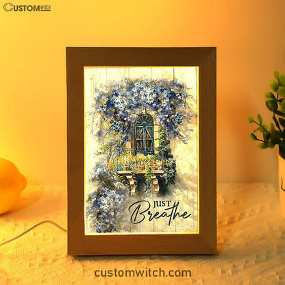 Cosmos Flower Just Breathe Frame Lamp Art - Bible Verse Art - Christian Inspirational Decor