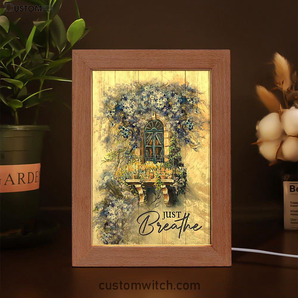 Cosmos Flower Just Breathe Frame Lamp Art - Bible Verse Art - Christian Inspirational Decor