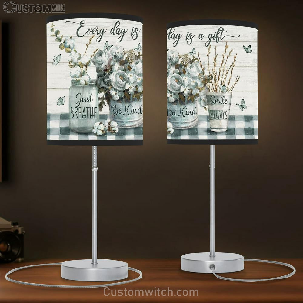 Cotton Flower Butterfly Every Day Is A Gift Table Lamb